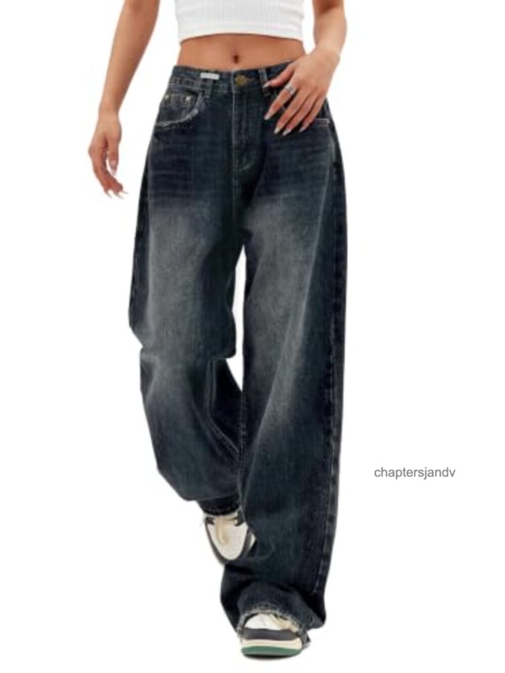 Women's Baggy High Waist Boyfriend Wide Leg Denim Jeans